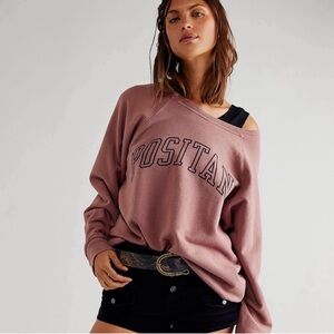 Free People x Retrobrand | Positano Classic Crew Sweatshirt Top Burgundy XS